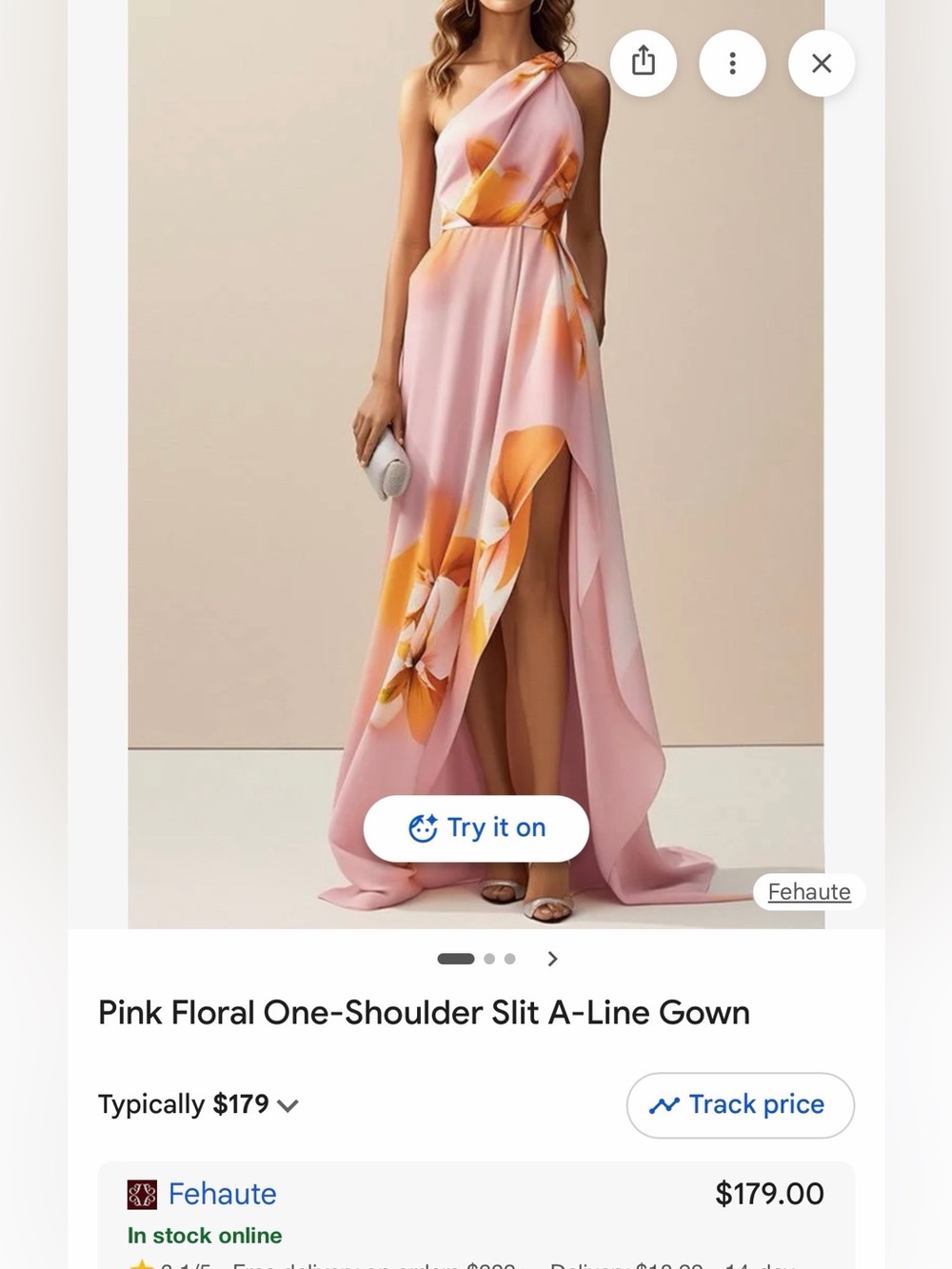 Pink Floral One-Shoulder A-Line Gown